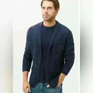 BRAX Men's Jasper Sweater Knit Blazer Sea Navy Blue Waffle Textured Size 52